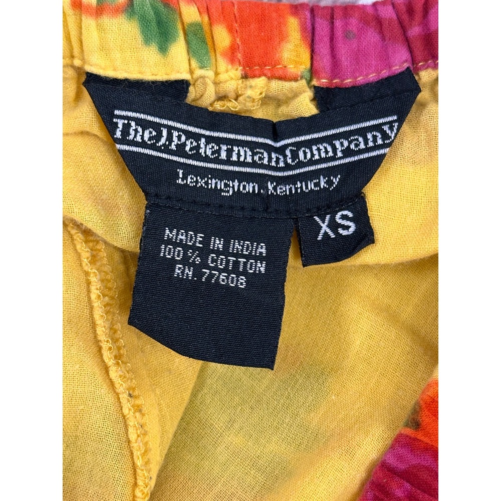 J Peterman‎ Company Yellow Floral Rose Wide Leg Cotton Pants XS Made in India - Picture 4 of 15